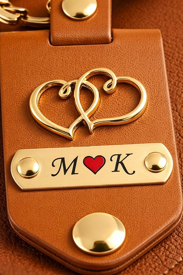 Personalized Leather Photo Keychain with Custom Name & Initials