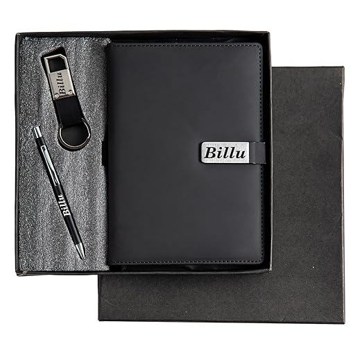 Your Name Personalized Engraved Pen with Diary, and Metal Keychain Combo - Men's Combo Accessories, Birthday Gifts