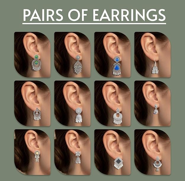 Customized Earrings Gift Set with Name Engraved Jewelry Box | Designer Stud Earrings Combo for Women & Girls | Personalized Jewelry Organizer Box Gift for Birthday, Anniversary