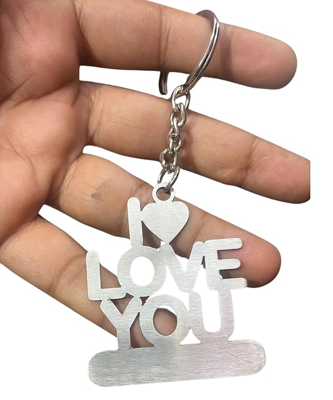 Personalized Stainless Steel keychain with 'I LOVE YOU'design with Name engraved - Best Gifting Choice for Couples, Ideal for Birthdays, Anniversaries,& Special Occasions.