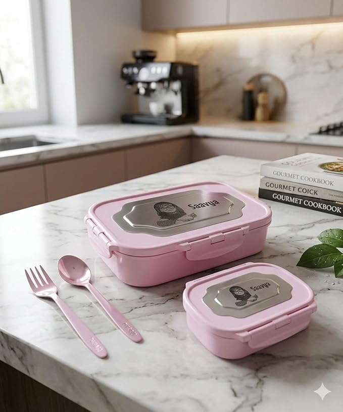 Personalized Kids Lunch Box Set with Name & Photo