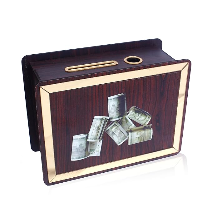 Customized Name and Image Personalized Wooden Money Bank for Kids and Adults Best Gift for Couple (with Out Customized)