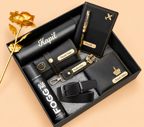 Personalized Premium Gift Hamper for Men with Wallet, Belt & Accessories