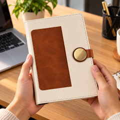 Personalized Premium Leather-Look Journal with Metal Lock & Custom Name