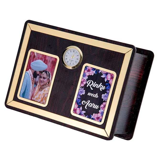 Gifts Wooden Photo Money Bank Saving Box/Piggy Bank for Adults & Kids Perfect for Savings Challenges, Birthdays, and Gifts 20 x 15 cm, Brown and Gold (Customized) (Money Ban