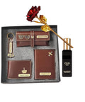Customized Men’s Wallet & Accessories Gift Set with Perfume & Golden Rose