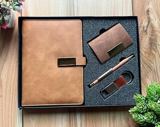Personalized Corporate Gift Set | Custom Name Diary, Pen, Card Holder & Keychain