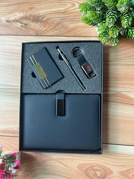 Personalized Corporate Gift Set | Custom Name Diary, Pen, Card Holder & Keychain