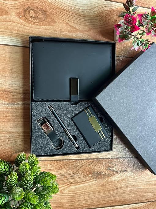 Personalized Corporate Gift Set | Custom Name Diary, Pen, Card Holder & Keychain