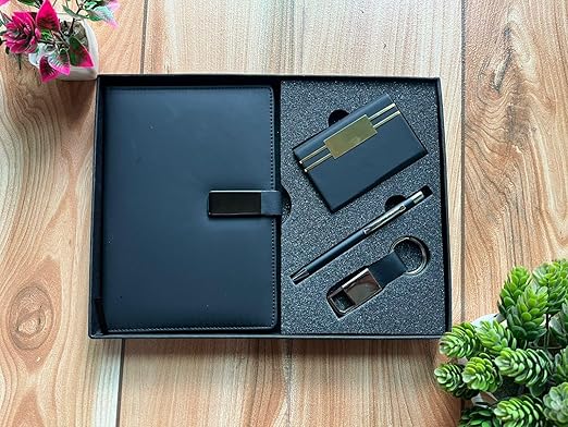 Personalized Corporate Gift Set | Custom Name Diary, Pen, Card Holder & Keychain