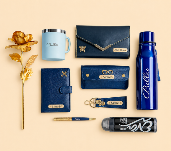 Personalized Men's Gift Set – Wallet, Bottle, Mug & Pen, Assorted Colours