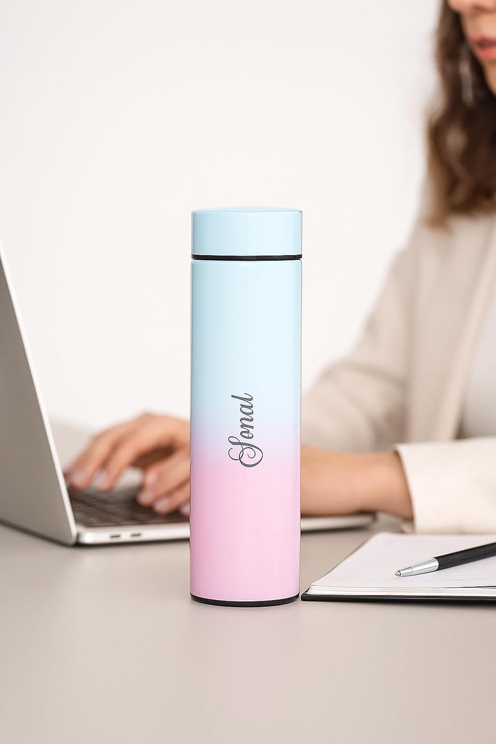Personalized Name Engraved LED Temperature Stainless Steel Bottle 500ml