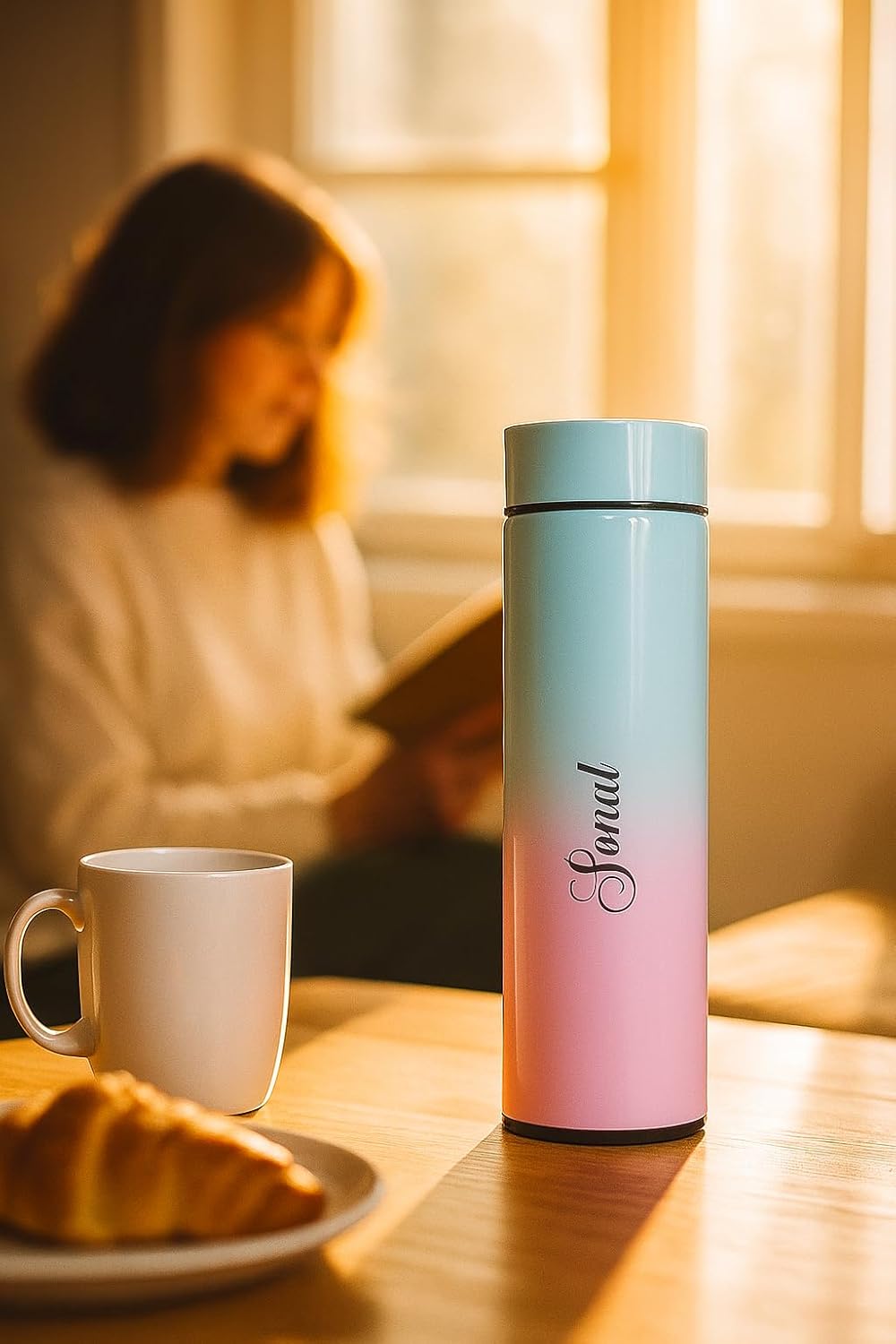 Personalized Name Engraved LED Temperature Stainless Steel Bottle 500ml