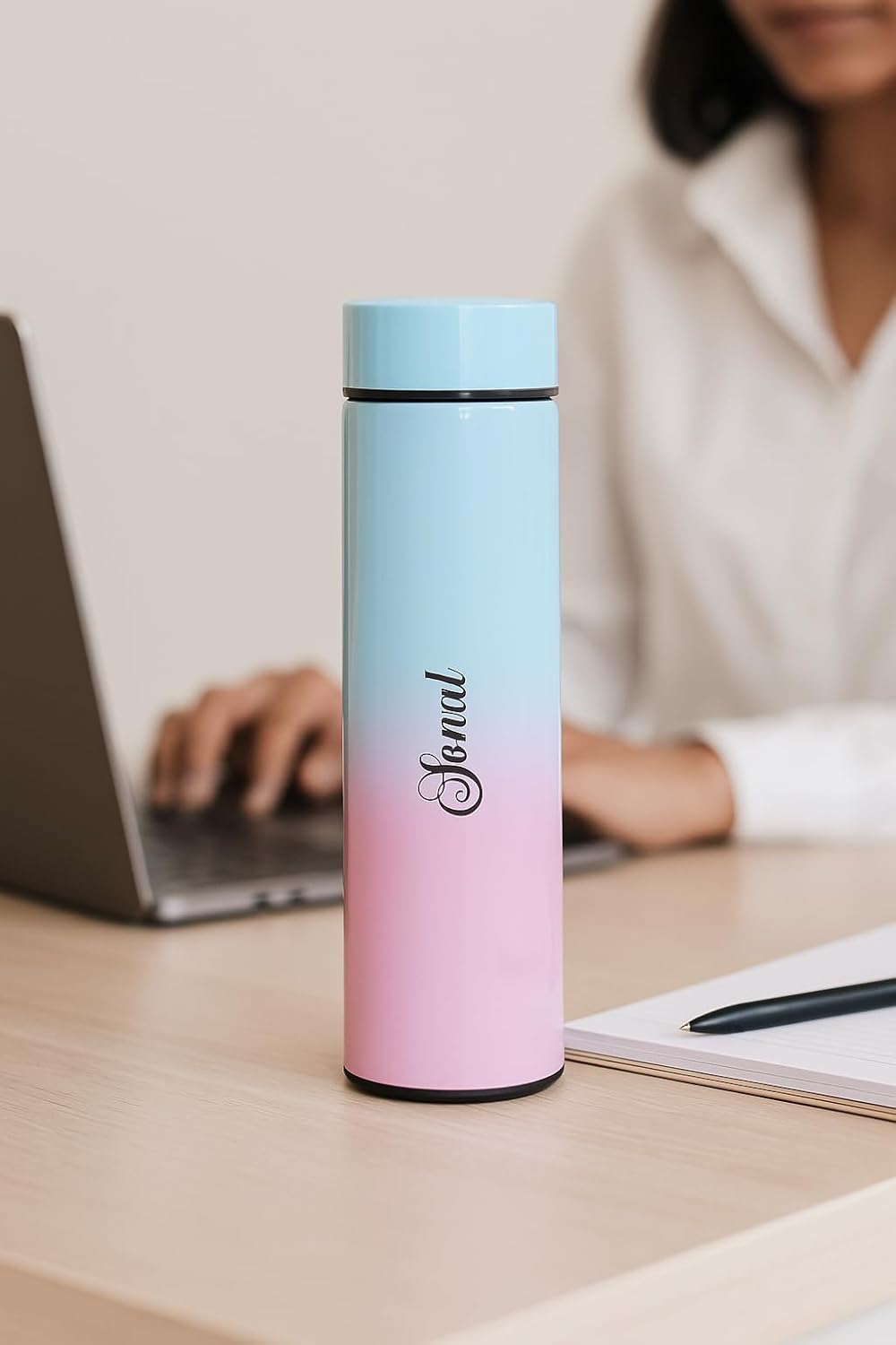 Personalized Name Engraved LED Temperature Stainless Steel Bottle 500ml