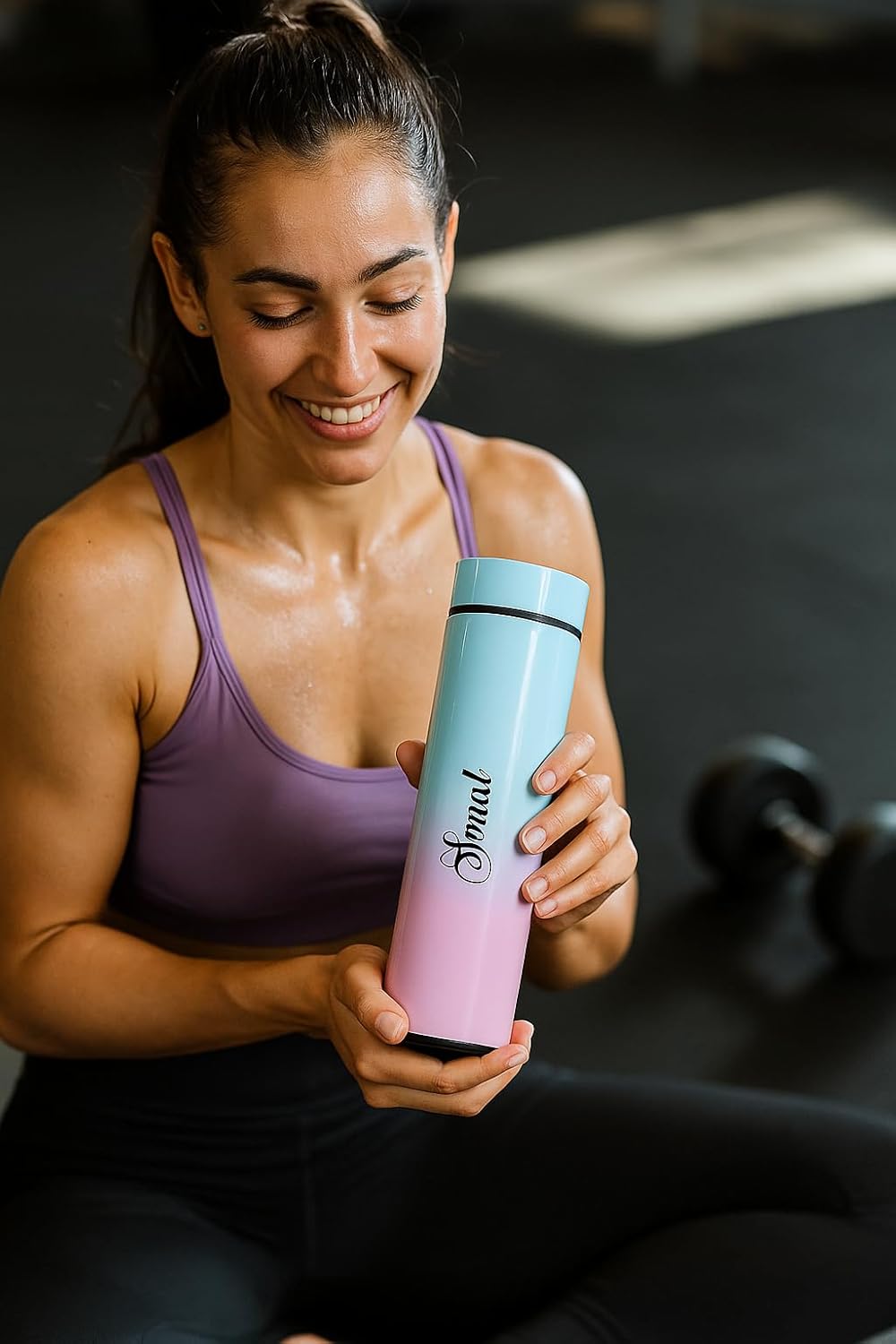 Personalized Name Engraved LED Temperature Stainless Steel Bottle 500ml