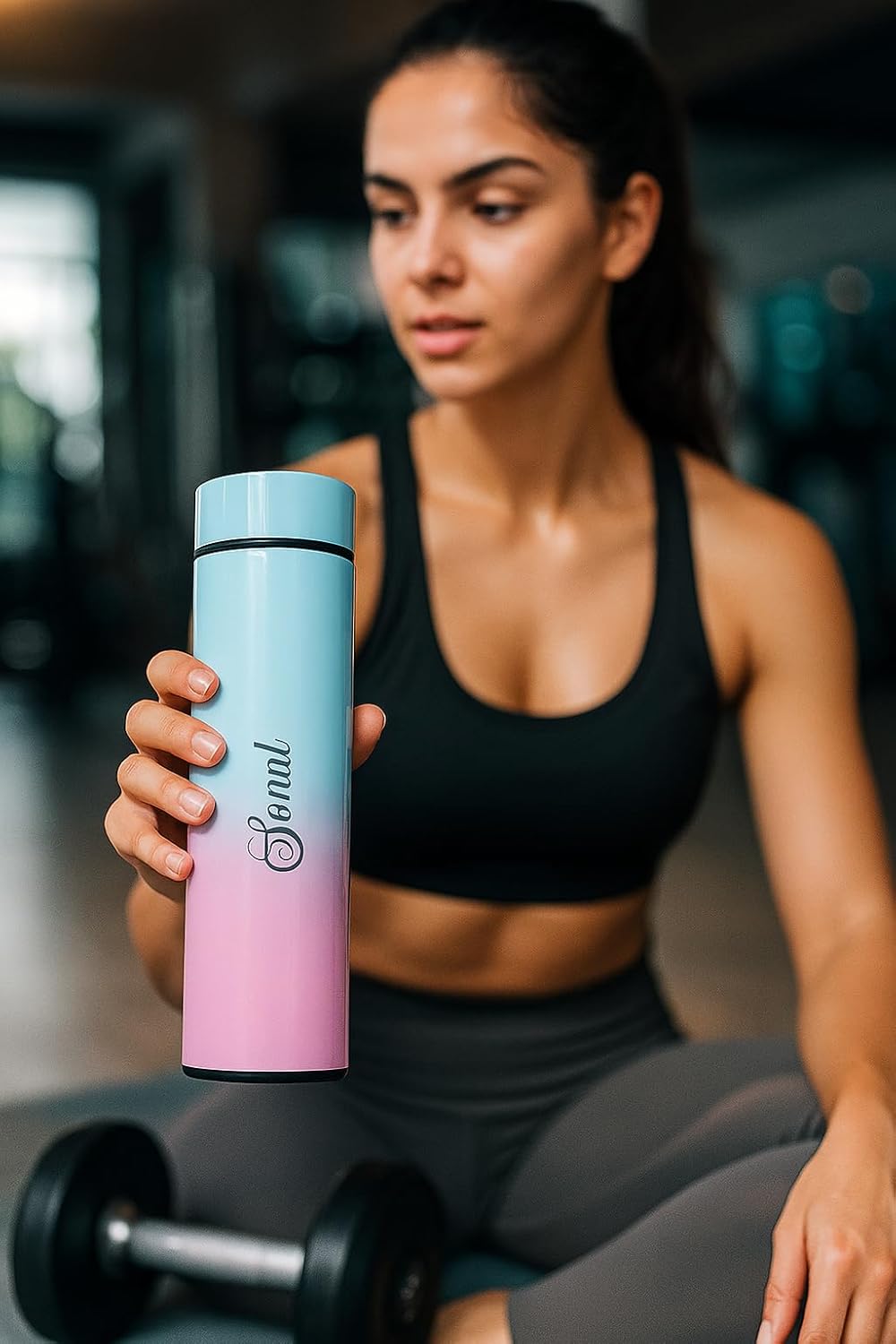 Personalized Name Engraved LED Temperature Stainless Steel Bottle 500ml