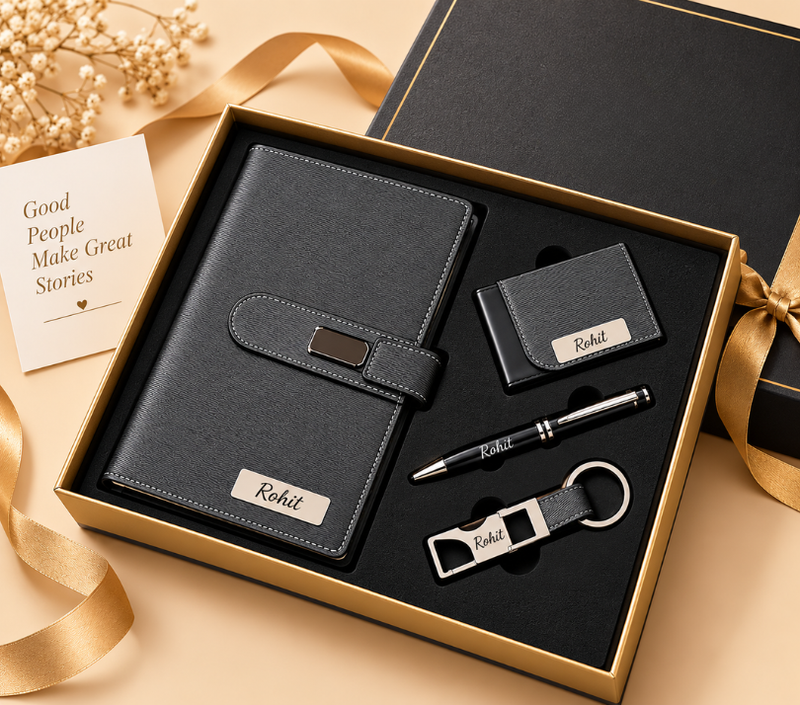 Personalized Gift Set – Pen, Keychain, Diary & Card Holder