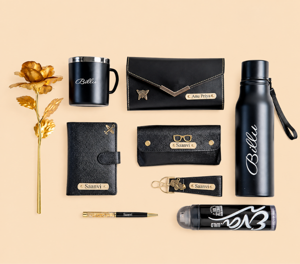 Personalized Men's Gift Set – Wallet, Bottle, Mug & Pen, Assorted Colours