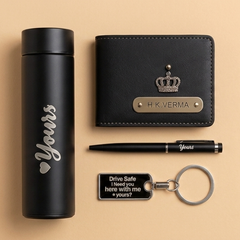 Personalized Gift Hamper Set – Wallet, Bottle , Keychain & Pen