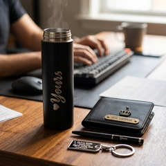 Personalized Gift Hamper Set – Wallet, Bottle , Keychain & Pen