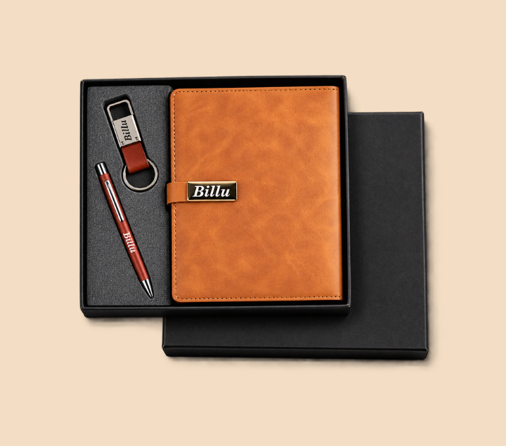 Personalized Men's Gift Hamper Set – Pen, Keychain & Diary