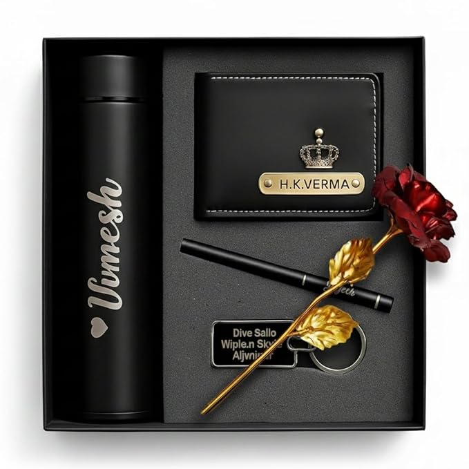 Personalized Gift Hamper Set – Wallet, Bottle, Pen & Keychain – personalized gift