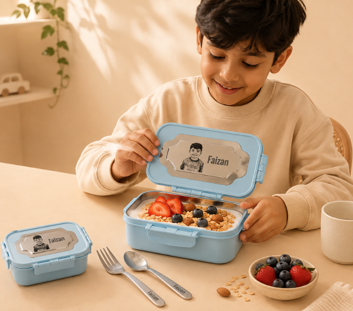 Personalized Kids' Lunch Set – Custom Name, Pink & Blue