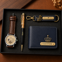 Personalized Men’s Gift Hamper – Wallet, Watch, Pen & Keychain