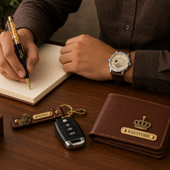 Personalized Men’s Gift Set – Wallet, Watch, Pen & Keychain