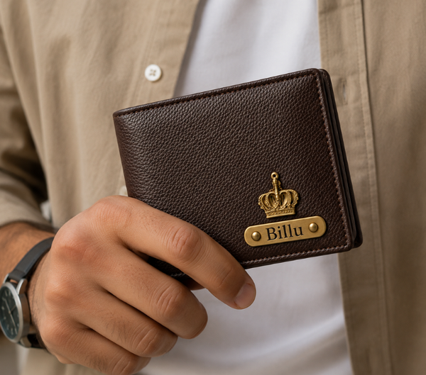 Personalized Men's Brown Leather Wallet – Custom Name Engraved