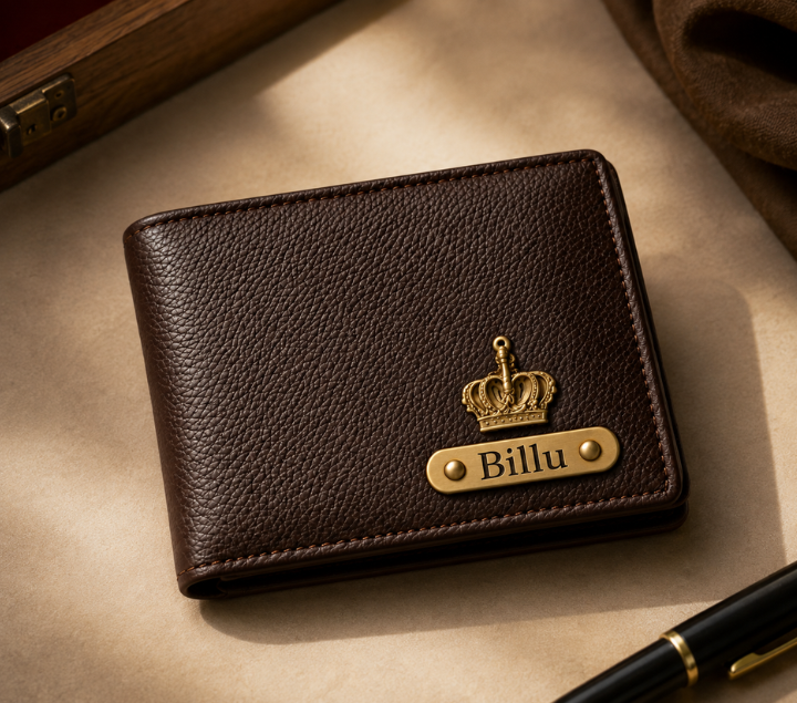 Personalized Men's Brown Leather Wallet – Custom Name Engraved