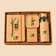 Eco-Friendly Cork Gift Set with Notebook, Bottle, Clock, Pen & Keychain