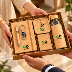 Eco-Friendly Cork Gift Set with Notebook, Bottle, Clock, Pen & Keychain