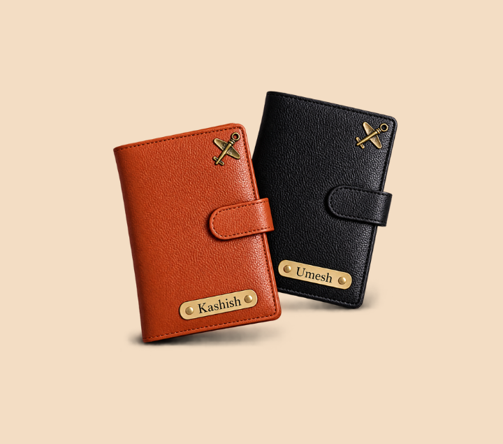 Personalized Passport Cover – Custom Name Travel Accessory, Brown & Black