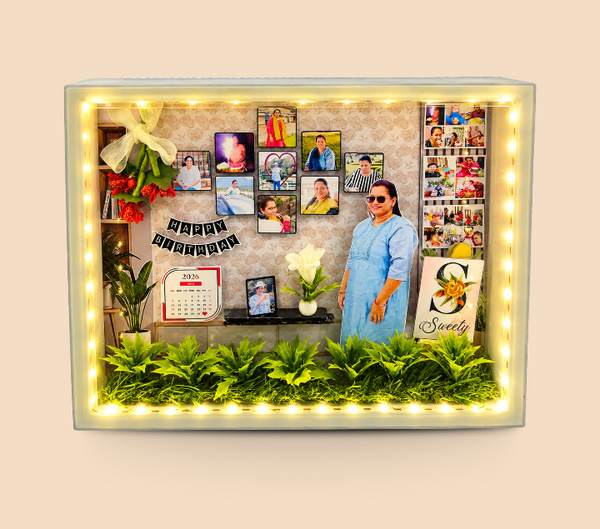 Personalized Birthday Memory Shadow Box – Photo Collage LED Display Frame
