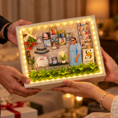 Personalized Birthday Memory Shadow Box – Photo Collage LED Display Frame