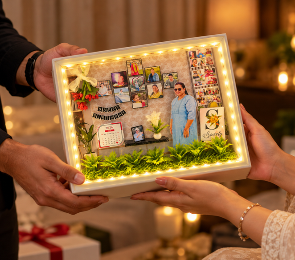 Personalized Birthday Memory Shadow Box – Photo Collage LED Display Frame