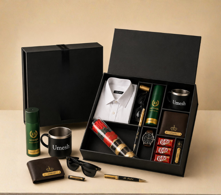 Personalized Couple Gift Hamper Set – Wallet, Watch, Mug & Perfume