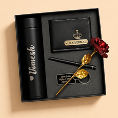 Personalized Gift Hamper Set – Wallet, Bottle, Pen & Keychain