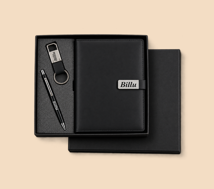 Personalized Men's Gift Hamper Set – Pen, Keychain & Diary