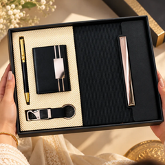 Premium Black Executive Gift Set with Notebook, Pen, Keychain & Organizer
