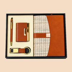 Premium Brown Executive Gift Set with Notebook, Pen, Card Holder & Keychain