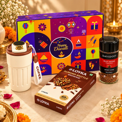 Premium Diwali Gift Hamper with Coffee, Travel Mug & Almond Brittle