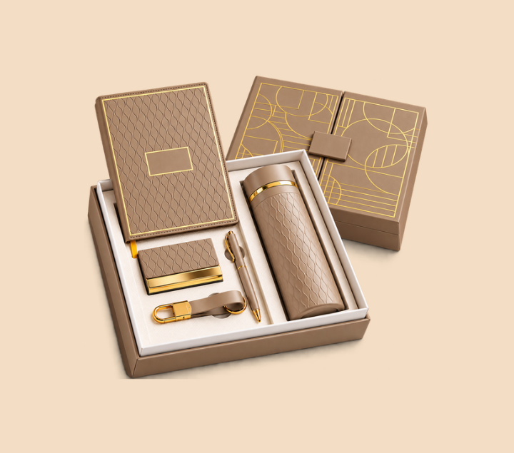 Premium Personalized Executive Gift Set with Notebook, Thermal Bottle, Pen, Card Holder & Keychain