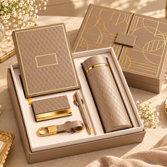 Premium Personalized Executive Gift Set with Notebook, Thermal Bottle, Pen, Card Holder & Keychain