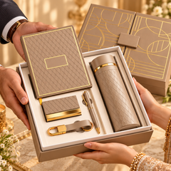 Premium Personalized Executive Gift Set with Notebook, Thermal Bottle, Pen, Card Holder & Keychain