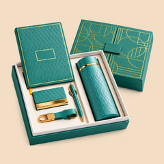Premium Personalized Executive Gift Set with Notebook, Thermal Bottle, Pen, Card Holder & Keychain
