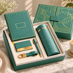 Premium Personalized Executive Gift Set with Notebook, Thermal Bottle, Pen, Card Holder & Keychain