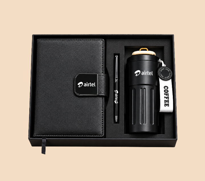 Premium Executive Coffee Gift Set with Thermal PU Notebook & Temperature Display Flask – 460ml