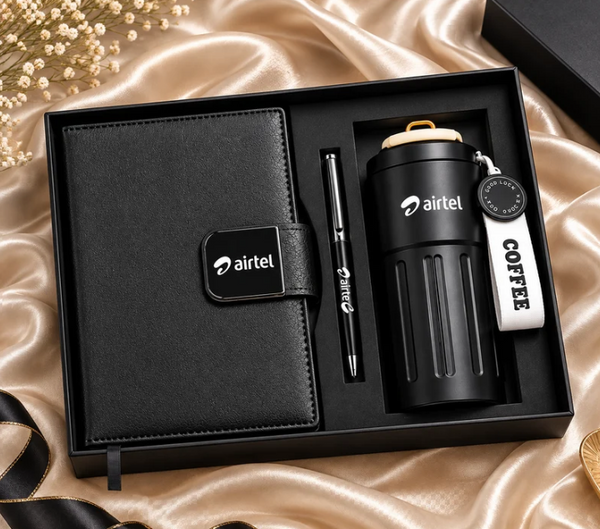 Premium Executive Coffee Gift Set with Thermal PU Notebook & Temperature Display Flask – 460ml
